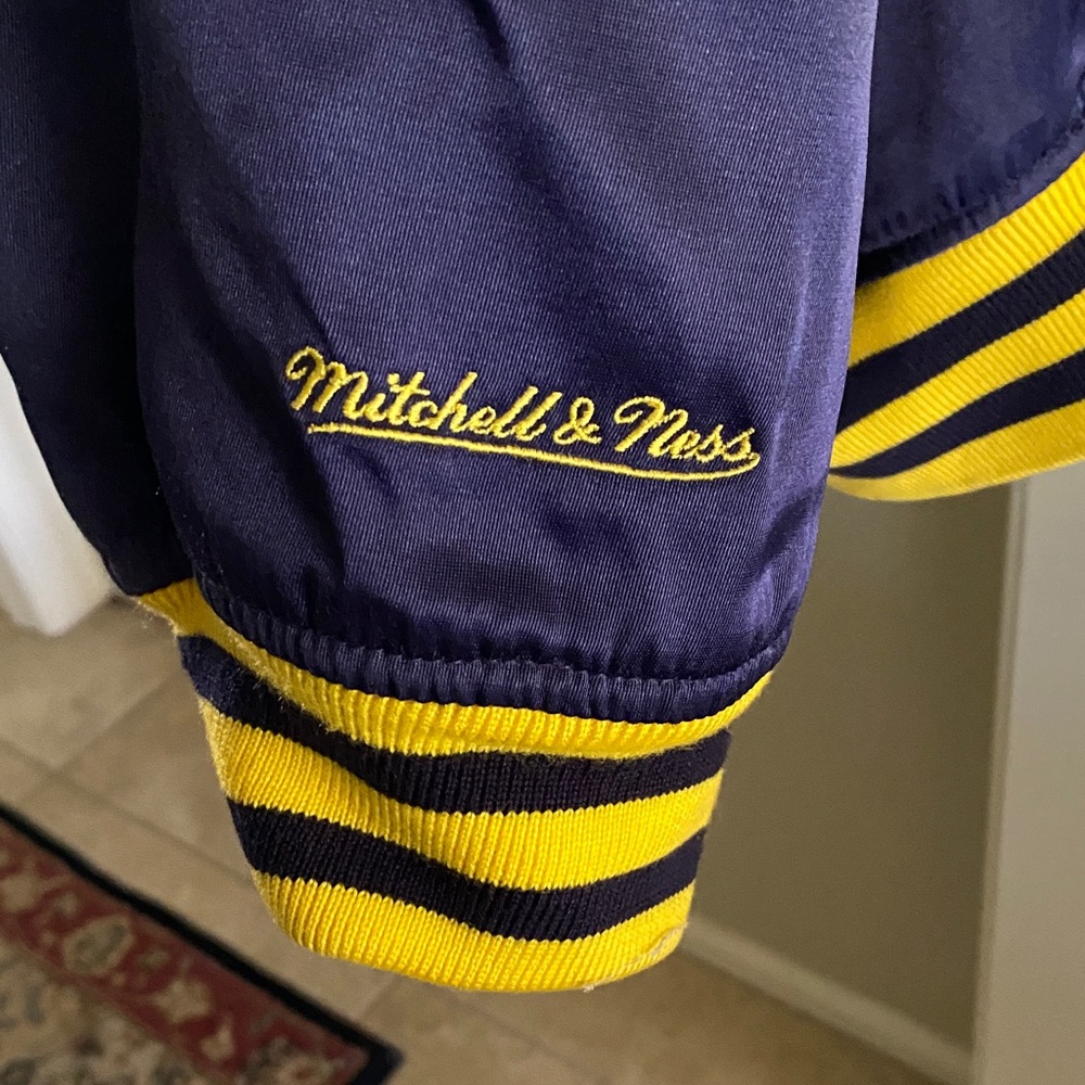 Mitchell & Ness Michigan Letterman Style Blue and Yellow Jacket - Picture 4 of 15